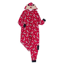 Unisex Design Hooded Onesie Pajamas for Adults Fleece Zip Up with Kangaroo Pockets Elk Print One Piece Sleepwear, Adjustable Comfort for Holiday Loung