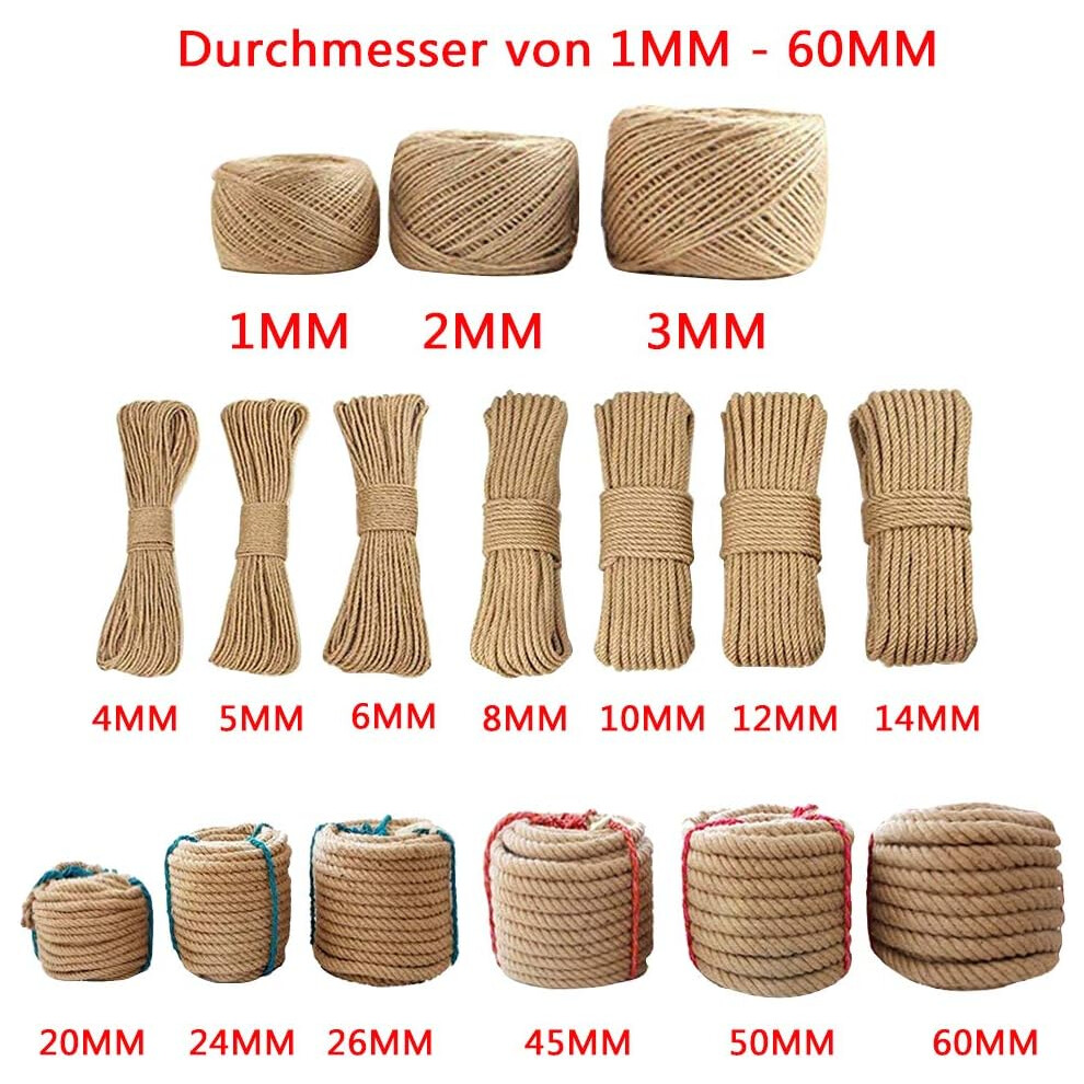 Natural Jute Rope, Twisted Manila Rope For Repairing Cat Scratching Posts, Home Decor, Crafting, Outdoor Projects (6Mm*10M) 9048212304579