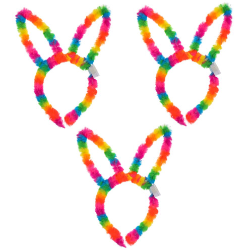 Rainbow Illuminated Headband Stuffed Rabbit Ear Hair Accessories