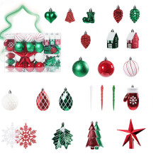 Christmas Ornament Set with Sparkling Green Glass, Luxury Christmas Ball Ornaments Shatterproof Material Festive Indoor and Outdoor Decor, Assorted Sh