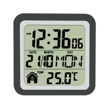 Digital Wall Clock With Temperature Sensoring Waterproof-Black