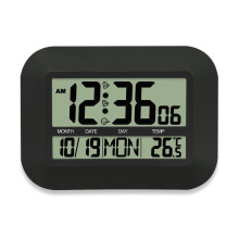 Large LED Display Modern Clock Wall Mount Features Room-Black