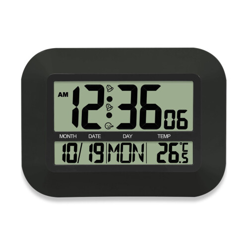 Large LED Display Modern Clock Wall Mount Features Room-Black
