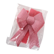 Glinsterende polyester strikornament kerstboom-Roze