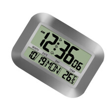 LED Digital Clock Features Temperature Auto Time Sync 8-Silver