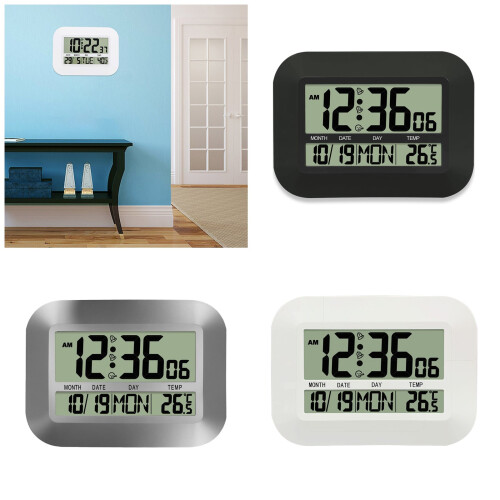 LED Digital Clock Features Temperature Auto Time Sync 8-Silver 2