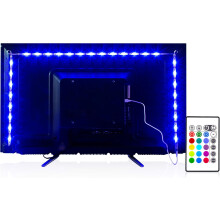 Tv-achtergrondverlichting, 16-kleuren dimbare 5050 LED-stripverlichting voor 40-60 inch tv's, sfeerverhogende tv-verlichtingsset met 17-toetsen