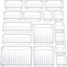 Organisateur de tiroir en plastique transparent, gain de place, matériaux de qualité, design transparent pour un nettoyage facile, plateaux