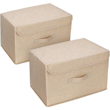 Boîtes de rangement décoratives pour placard, panier de rangement pliable en tissu peu encombrant, cube de rangement avec couvercle en tissu