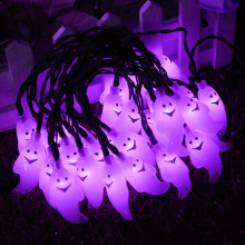 Decorações externas para festa de Halloween, luzes LED coloridas, fio de cobre durável de 6,5 metros (21,3 pés) alimentado por bateria, design à