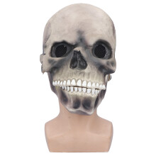 Eng skeletmasker met schedel voor Halloween, realistisch masker met beweegbare kaak, gemaakt van latex, ademend en comfortabel. Geschikt voor