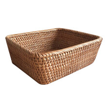 Plateau fourre-tout pour console d'entrée, panier de rangement tressé à la main en rotin synthétique résistant, organisateur de style campagnard