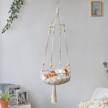 Boho-chic Macrame Cat Swing, Stylish Bohemian Handwoven Hanging Cat Bed With Elegant Locks, Ideal For Indoor Outdoor Home Decor As Cat Furniture Or
