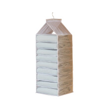 Opvouwbare PVC-kastorganizer met draaibare stalen haak en transparante opbergvakken voor compacte ruimteoptimalisatie. Multifunctionele ophangbare