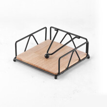 Porte-serviettes de table, porte-serviettes plat avec bras lesté, élégant cadre en métal et base en bois massif, organiseur de serviettes de