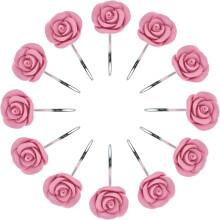 Decorative Rose Shower Curtain Hooks, Rustproof Resin Rose Hooks Elevate Bathroom Style, Non-Magnetic Stainless Steel Ensures Longevity And Durability