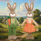Statues de lapins de pâques, décoration de pâques,-Orange 3