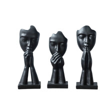 Set of 3 Multipurpose Abstract Art Sculptures Resin-Black