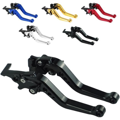 Motorcycle Brake Clutch Levers Set, Foldable Adjustable Aluminum Alloy, Silver 2