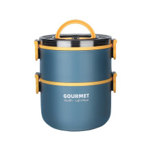 Boîte à lunch isotherme en acier inoxydable avec poignées, étanche et empilable, idéale pour les professionnels et les étudiants.