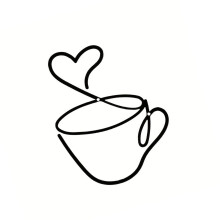 Decorsative Metal Coffee Cup Sign Wall Art For-Heart on top
