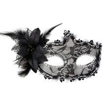 User Friendly Plastic Half Face Mask Decorated with Laces-Black