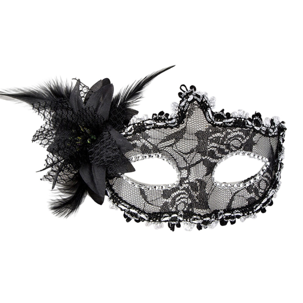 User Friendly Plastic Half Face Mask Decorated with Laces-Black
