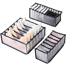 Lingerie Storage Bins, Drawer Organizer Divider for Underwear and Bra Storage, Washable Mesh Fabric Foldable for Space Saving