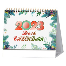 Calendário de mesa: Calendário de mesa com ilustração floral, formato compacto e dobrável para facilitar o planejamento, com encadernação de