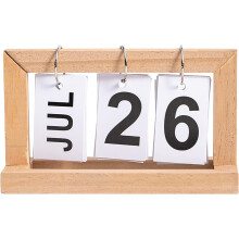 Calendário perpétuo de madeira vintage de tamanho compacto, fácil de guardar e transportar, ideal para decoração de mesa, escritório e casa.