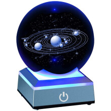 Educational Space Gift, K9 Crystal 3D Solar System Crystal Ball with Colorful LED Lighting, Exquisite Craftsmanship for Astronomy Gifts
