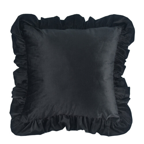 Square Pillowcase 3D Ruffled Pillow Shams-Black 50CM