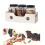 Wooden Pet Snacks Container Includes 3 Plastic Jars-Black 3