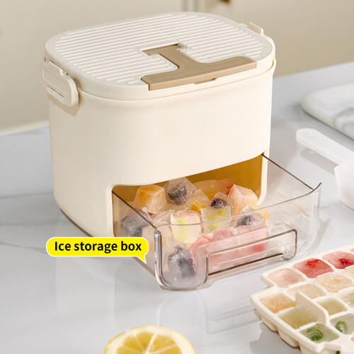 Double Layer Ice Molds With Storage Bin and Lid Easy-Milk white 1