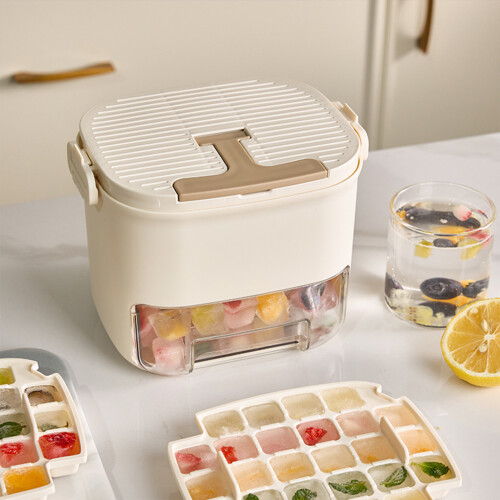 Double Layer Ice Molds With Storage Bin and Lid Easy-Milk white 2