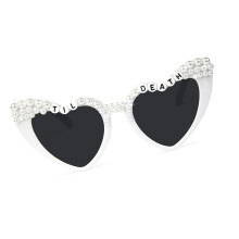 Glitzernde Party-Brille, Herzform,-Weiß bis zum Tod