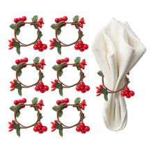Tischdekorationen, Weihnachtsserviettenringe, festliche Serviettenringe mit künstlichen grünen Blättern, Accessoires für die Weihnachtsfeier,