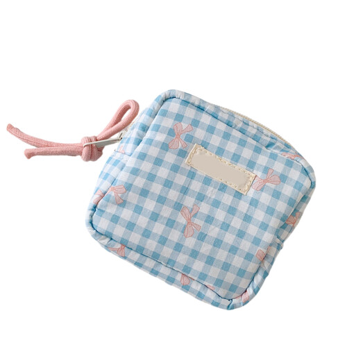 Square Cosmetic Bag Durable Polyester Waterproof Makeup-Blue