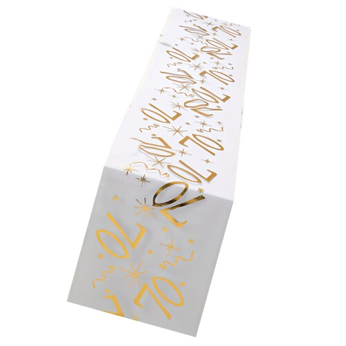 Glittering Polyester Table-70 years old golden 28cmx1000cm