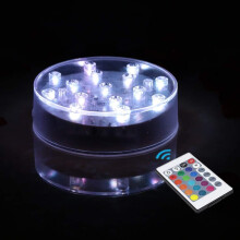 Rechargeable Round Led Light Base For Wedding Centerpieces, Glass Art Display Stand With Remote Control And Non-Slip Feature (4 Inch Square)