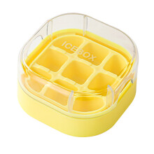 Soft Ice Cubes Maker with 9 Grid Press Out and Leak-Yellow