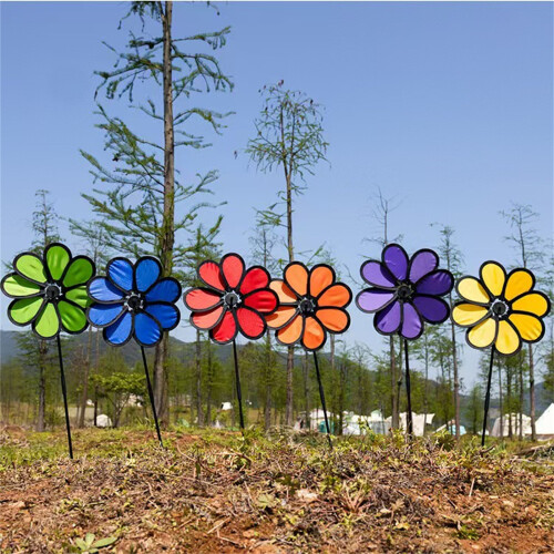 Packung mit 4 Rad-Windspiel-Gartendekorationen, rotierender-Rot 2