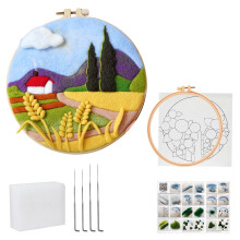 Complete DIY Flower Felting Art Set Natural Linen-W405