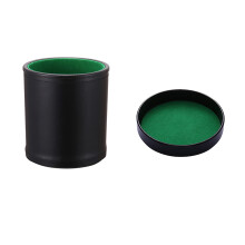 1 Set of Dice Cups, Dice Cups, Travel Pub, Black, Green, Inner Leather, Plastic with 6 Dice