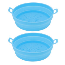 Silicone Air Fryer Liners Reusable Foldable Non-Stick Heat Resistant Up To 440F Bpa Free With Raised Lines For Better Circulation And Oil Drainage Dis