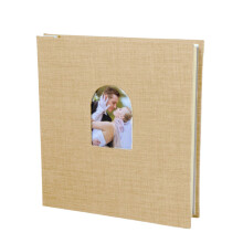 Arch Window Album 40 Pockets Thick Cardboards Pages Linen-Khaki