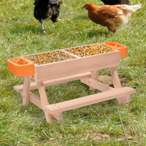 Poultry feeder, drinker set without waste with wooden stand  accessories 1