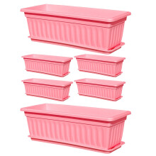 Window Box Planter, 6 x Weatherproof Containers with Drainage Holes Pink Ref: 8433