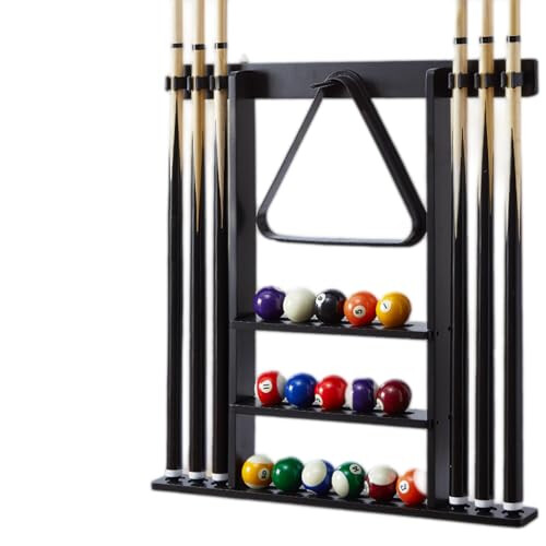 Billiard cue stand, holder, wall mount, accessories, solid oak, B6 Holes Ref: 2791