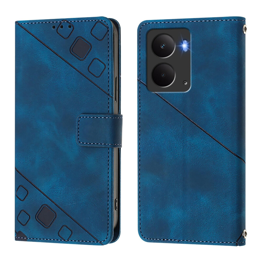 Leather Folio Case Wallet Realme P3 5G / Realme 14 5G / Neo7x 5G Kickstand Card Slot Cash Slot Blue 9365049139472